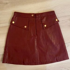 Zara Burgundy Faux Leather Skirt